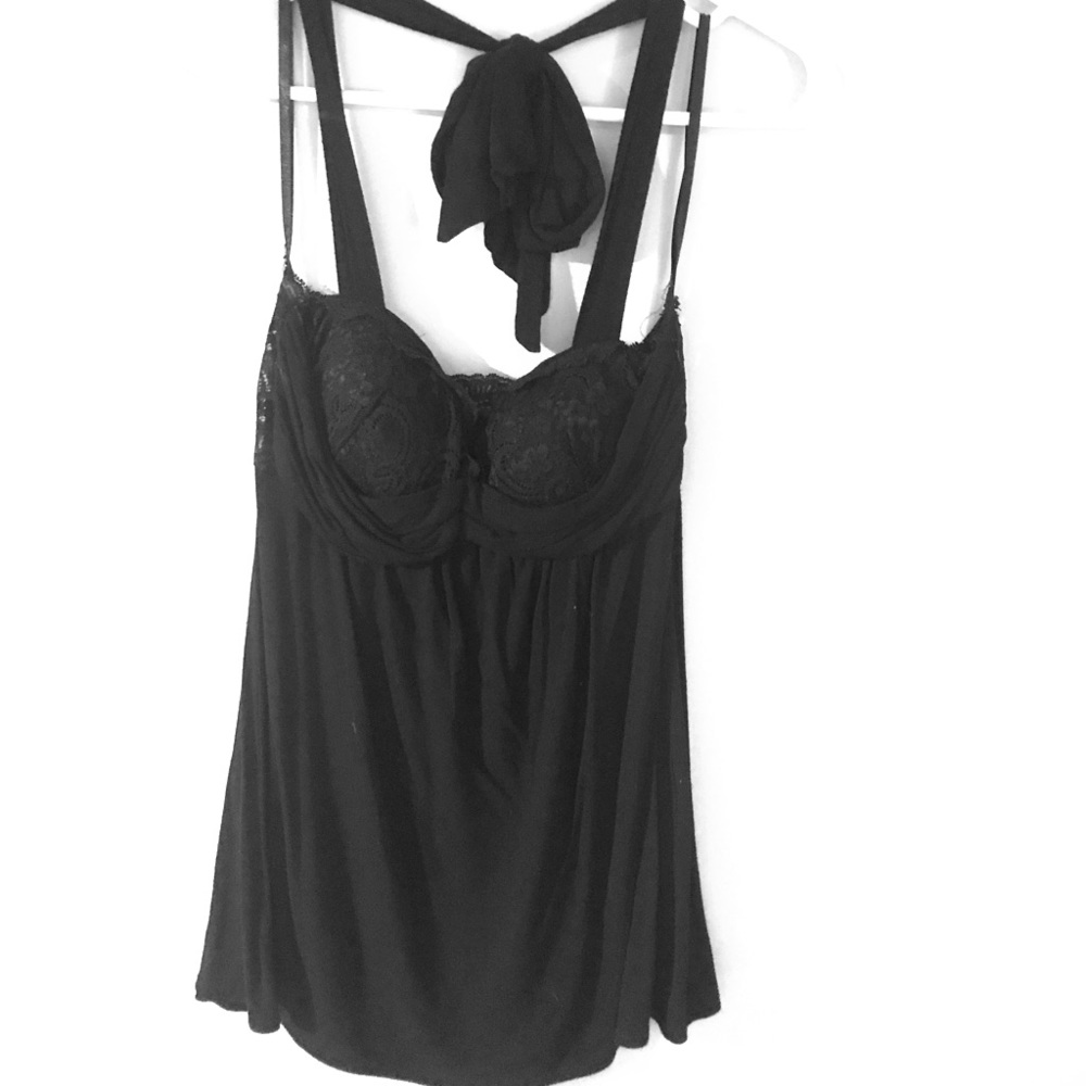 Arden B XS Black Lace Tie Tank